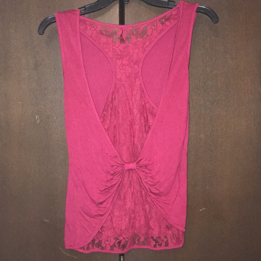 Lace back tank top
